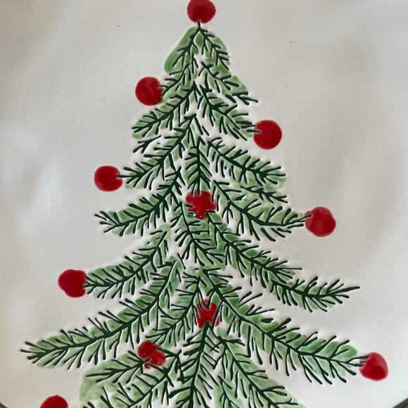 ELI + ANA Christmas Erma Tree Dinner Plate 10.75in Set of 4 Ceramic Holiday NEW - Picture 3 of 13